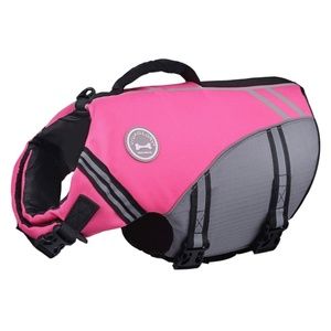 VIVAGLORY Sports Style Dog Life Jacket w Superior Buoyancy & Rescue Handle PINK